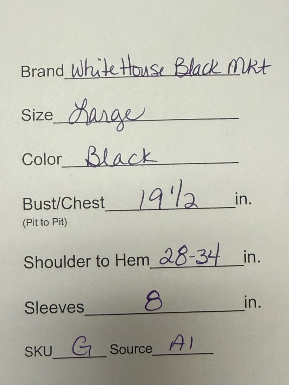 White House Black Market Black Short Sleeve Tee Stretch Knit Top Large - Picture 9 of 9